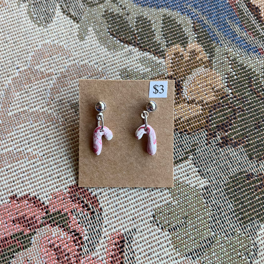 Tiny Candy Cane Stud Dangles