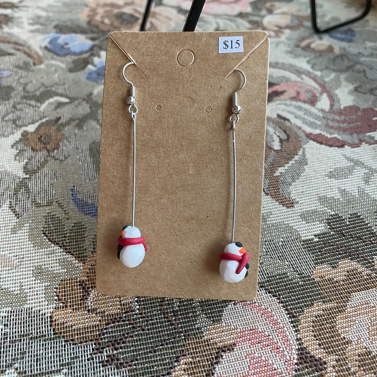 Long Stem Tiny Snowmen Dangles