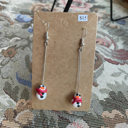 Long Stem Tiny Snowmen Dangles
