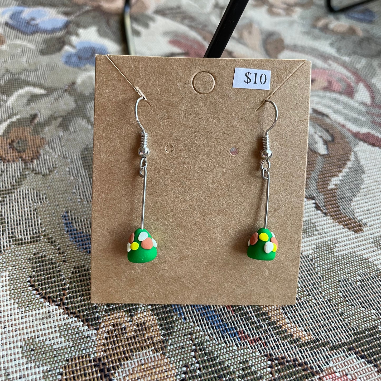 Short Stem Small Decorated Christmas Tree Dangles