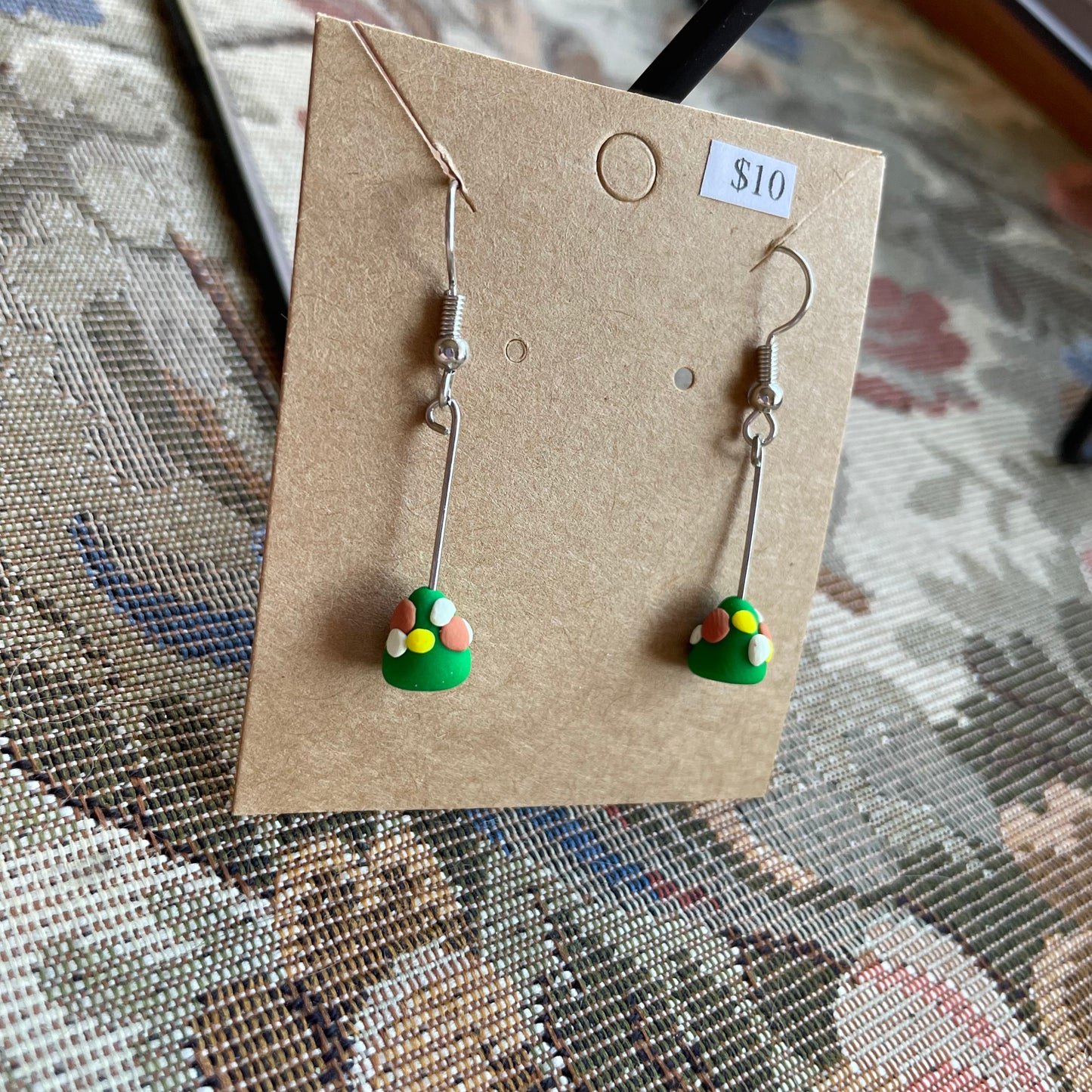 Short Stem Small Decorated Christmas Tree Dangles