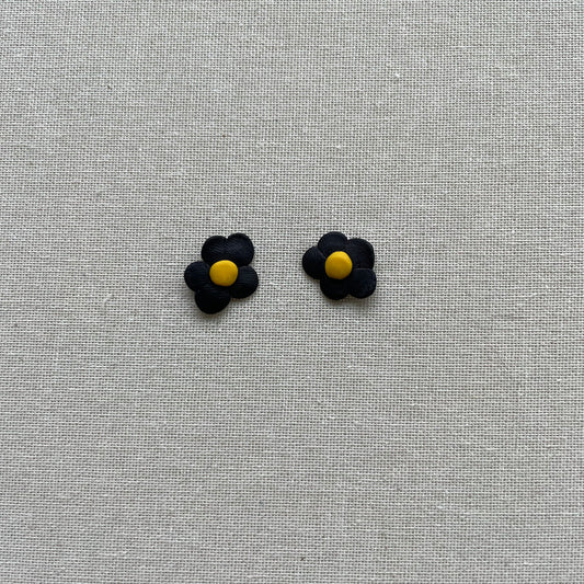 Black Flower Studs