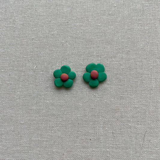 Green Flower Studs