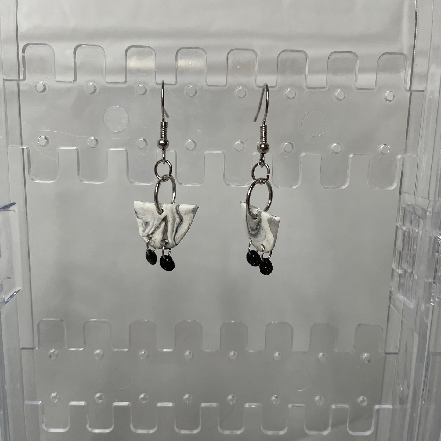 Funky Marbled Black & White Dangles