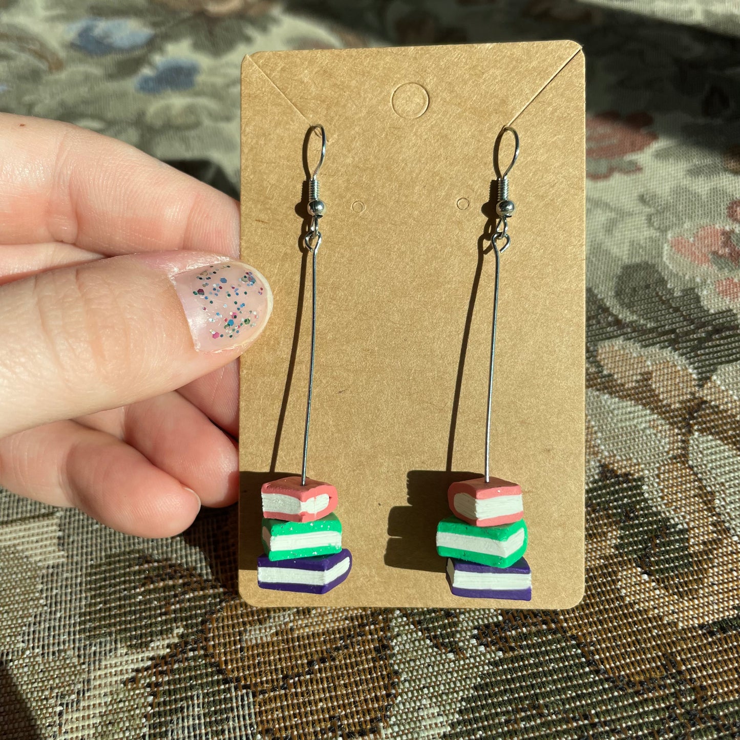 Long Stem Book Stack Dangles
