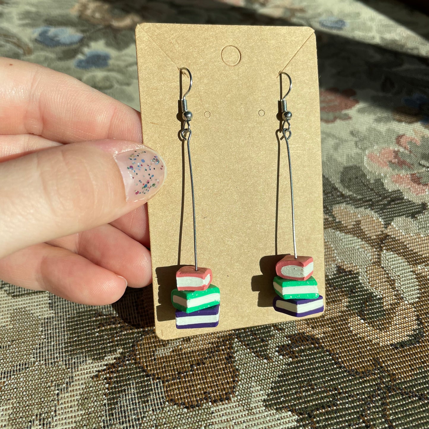 Long Stem Book Stack Dangles