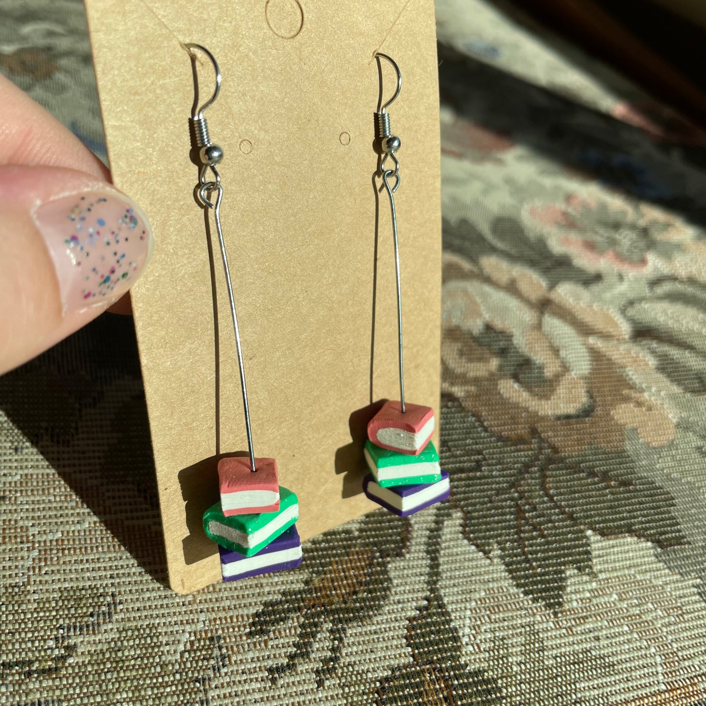 Long Stem Book Stack Dangles