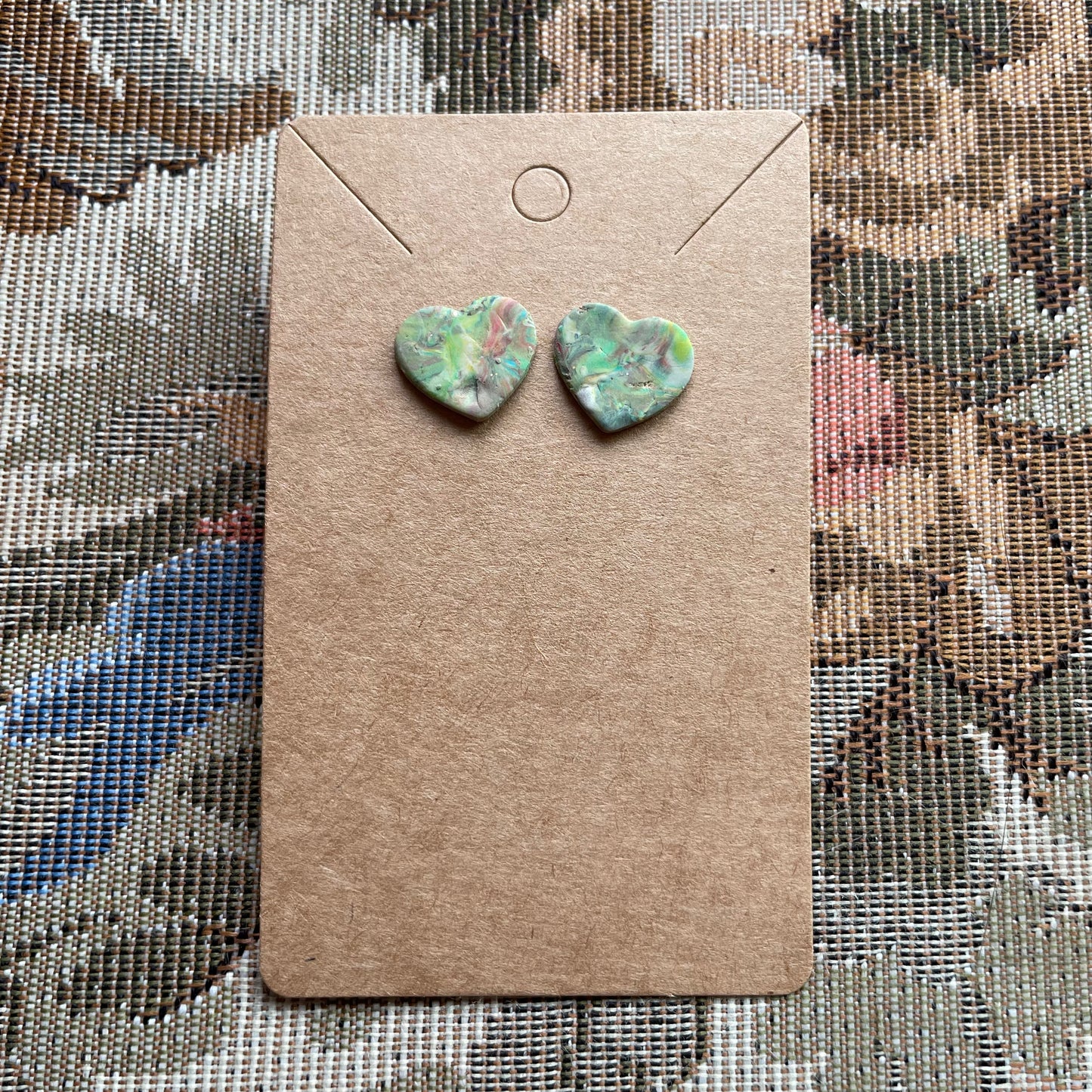 Marbled Heart Studs