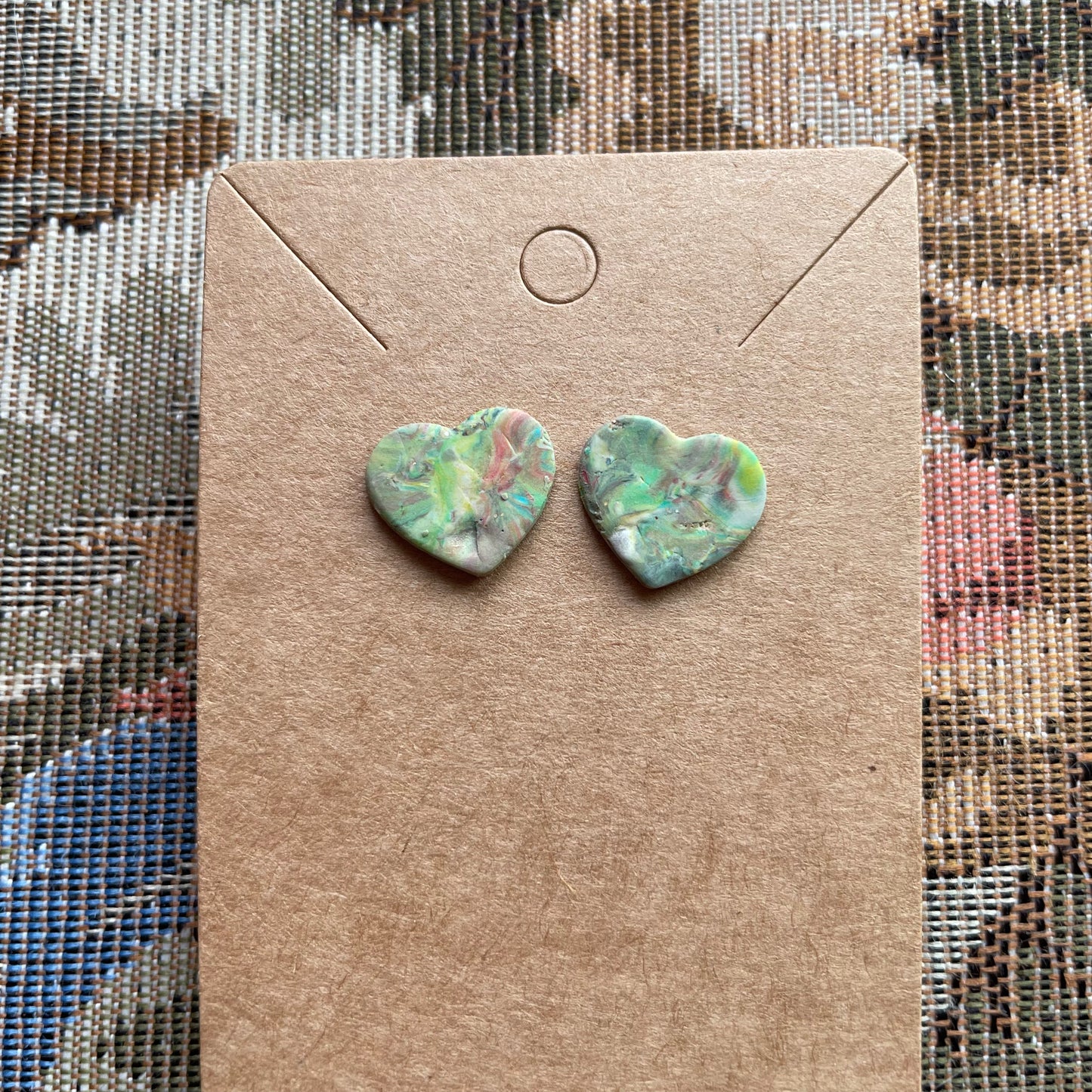 Marbled Heart Studs