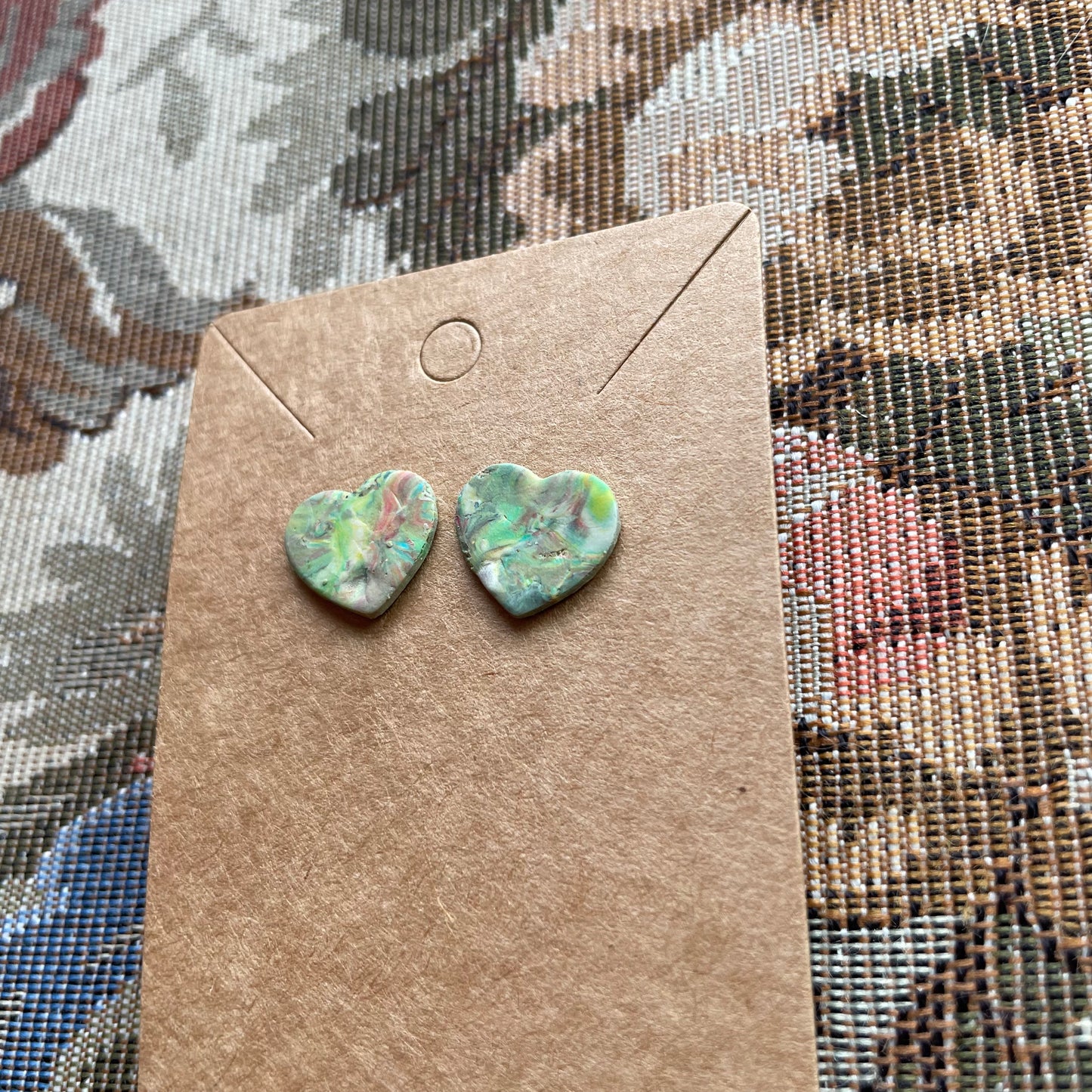 Marbled Heart Studs