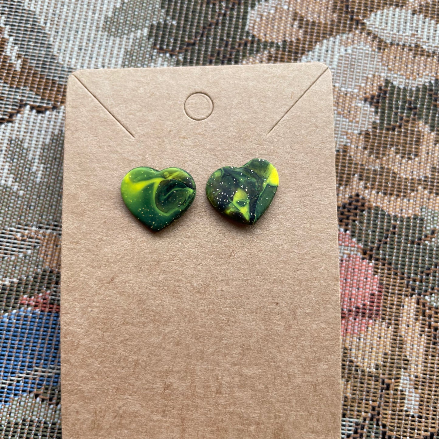 Marbled Heart Studs