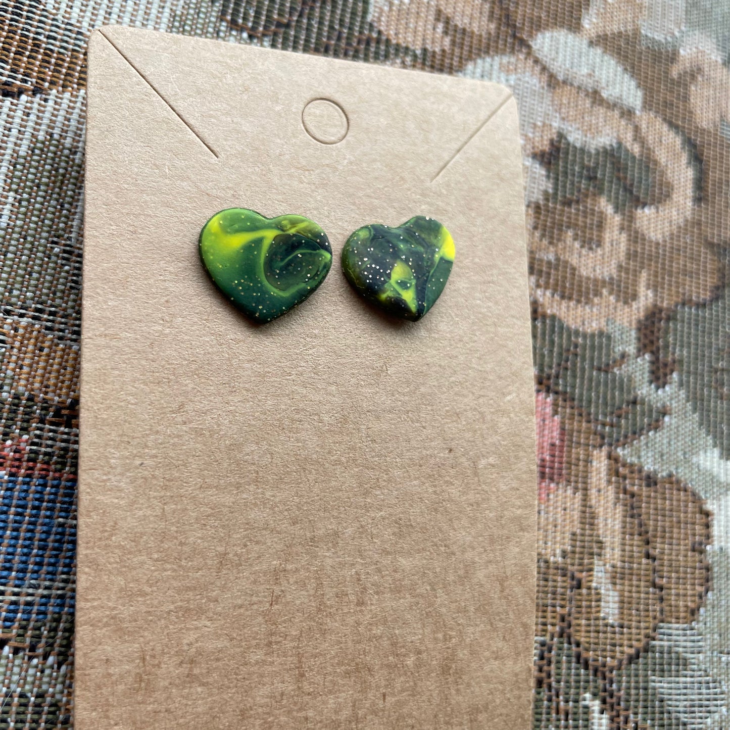 Marbled Heart Studs