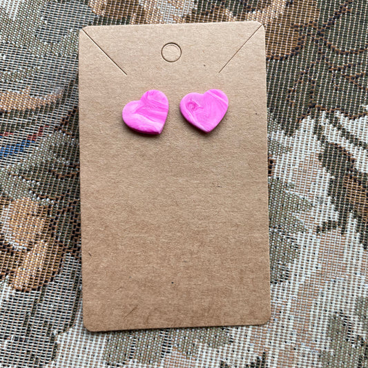 Marbled Heart Studs