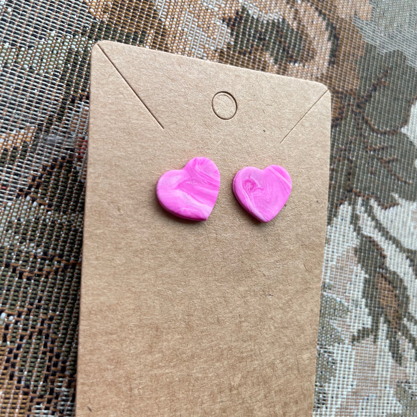 Marbled Heart Studs